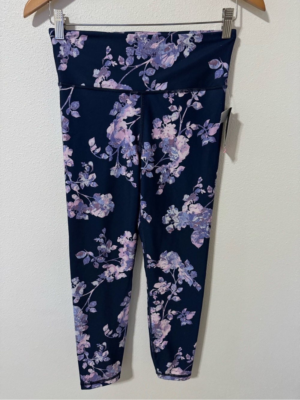 GAP Fit Blackout Floral 7/8 Leggings Navy High Rise Compression NWT-Small